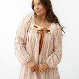 Madeline Velvet Bow Lace Patchwork Long Sleeve Loose Mini Dress