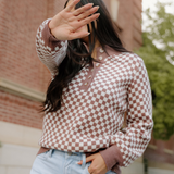 Arlo Checkered Sweater - Brown | Dropship