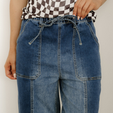 Beau Raw Hem Wide Leg Denim Pants