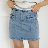 Lucia Bowknot Details High Waist Denim Skirt