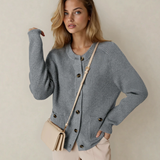 PREORDER Quinn Chunky Buttoned Front Round Neck Cardigan Sweater | Dropship