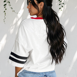 USA Varsity Striped Sleeve Round Neck Tee