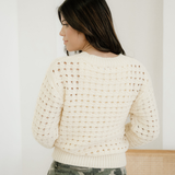 Esther Hollowed Pattern Knit Zip Up Drop Shoulder Cardigan