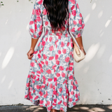 Belle Floral Puff Sleeve Midi Dress
