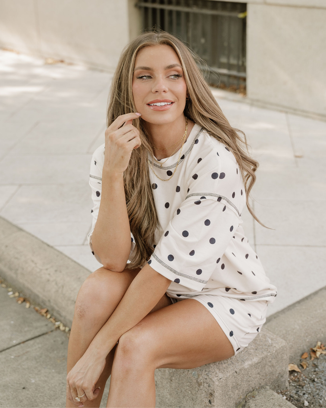 Dottie Short Sleeve Loose Top Drawstring Shorts Set