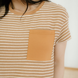 Rowen Stripe Crew Neck Tee Drawstring Waist Cropped Pants Set