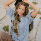 V Neck Denim Top | Dropship