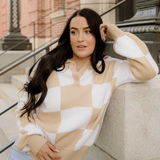 Parker Checkered Sweater - Khaki | Dropship