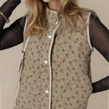 PREORDER Sloane Floral Print Quilted Concealed Button Vest | Dropship