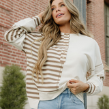 Bennie Stripe Stitched Detail Color Block Pullover Top