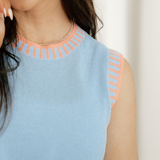 Lennon Contrast Trim Round Neck Sleeveless Sweater