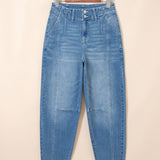 Fallon Blue Medium Wash Cuffed Barrel Jeans