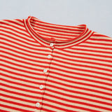 Amelia Striped Button Collar Long Sleeve Knit Cardigan