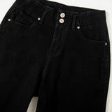 Brooke 2-Button High Waist Flared Bottom Jeans - Black