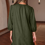 Micah Scallop Detail Pleated Corduroy Mini Dress