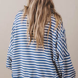 Hazel Raw Seam Split Hem Loose Pullover Sweatshirt