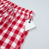 Gingham Tie Elastic Waist Shift Pants