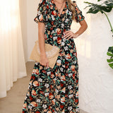 Haisley V Neck Short Sleeve Maxi Dress