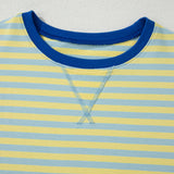 Elsa Stripe Drop Shoulder Boxy Casual Terry Short Set - Yellow