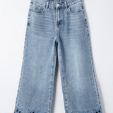 PREORDER Juniper Embroidered Cropped Wide Leg High Waist Jeans | Dropship