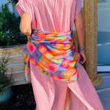Holly Frilled Detail Half Buttons Short Sleeve Long Dress