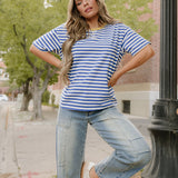 Striped Boyfriend Tee - Blue