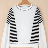 Sophie Striped Colorblock Patchwork Oversized Sweatshirt - Black