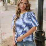 Striped Boyfriend Tee - Blue