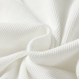 Valerie Rounded Hem Waffle Plain Long Sleeve Top - White
