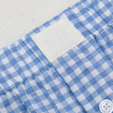 Gingham Print High Waisted Loose Shorts - Blue
