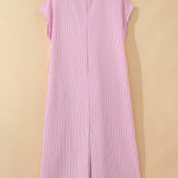 Holly Frilled Detail Half Buttons Short Sleeve Long Dress