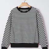 Annie Exposed Seam Drop Shoulder Casual Pullover Top - Black