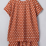 Paityn Polka Dot Print Short Set - Caramel