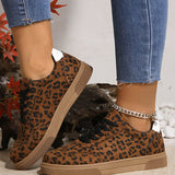 Coffee Leopard Print Contrast Heel Tab Sneaker