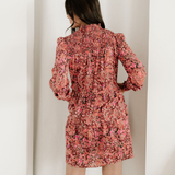 Lilith Shirred High Neck Loose Mini Dress