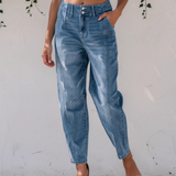 Fallon Medium Wash Cuffed Barrel Jeans