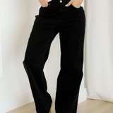 Brooke 2-Button High Waist Flared Bottom Jeans - Black