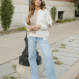 Bennie Stripe Stitched Detail Color Block Pullover Top