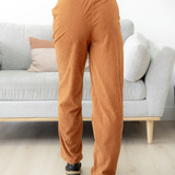 PREORDER Eloise Drawstring Elastic Waist Casual Corduroy Pants - Chestnut | Dropship