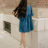 Sutton Corduroy Snap Buttons Empire Waist Bracelet Sleeve Dress