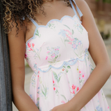 Laylani Contrast Trim Self-tie Straps High Waist Midi Dress
