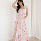 Sunshine Knotted Shoulder Smocked Maxi Dress