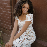 Estelle Smocked Square Neck Ruffle Short Sleeve Dress