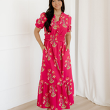 Neve Frilled V Neck Short Sleeve Ruffle Maxi Dress