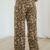 Reese Leopard Print Pullover Drawstring Loose Pants Set - Brown