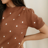 River Polka Dot Bubble Short Sleeve Sweater