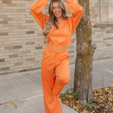 Miles Crop Pullover Drawstring Wide Leg Pants Set