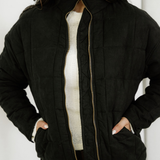 Georgie Zip-Up Pocket Quilted Jacket - Black