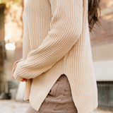 Lou Drop Shoulder Side Slits Loose Sweater