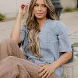 V Neck Denim Top | Dropship